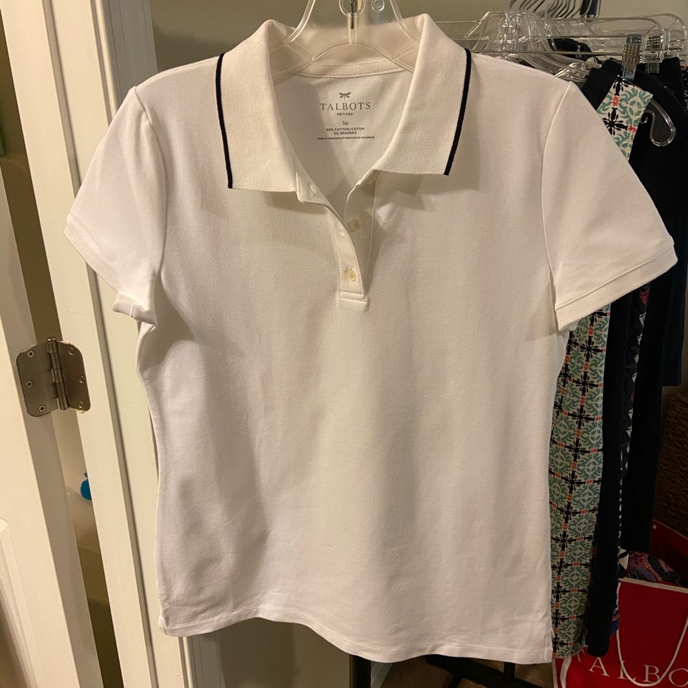 💐White cotton Talbots polo- SP